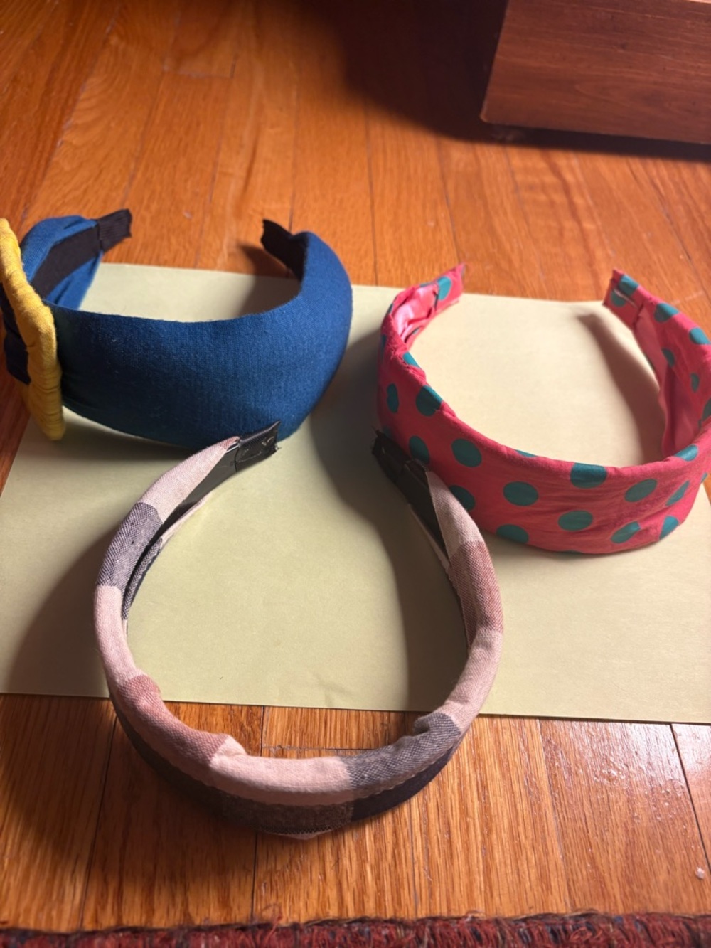 Women’s Wide Fabric Headband Set - Pink Polka Dot, Blue, Blush